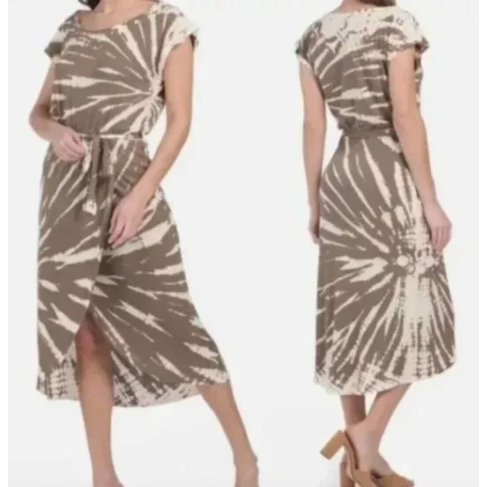 Young Fabulous & Broke Tie-Dye Midi Dress‎ Casual Sundress Brown Size S